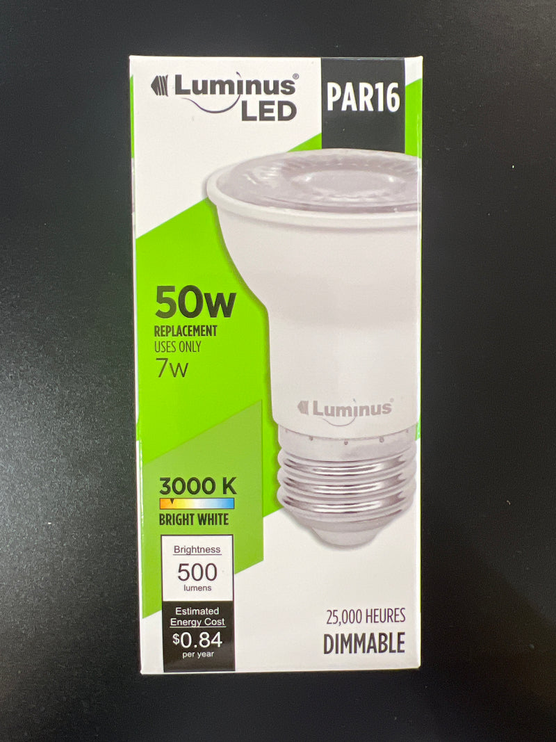 Luminus PAR16 LED Light Bulb 7W = 50W Base-E26 3000K Soft White Dimmable