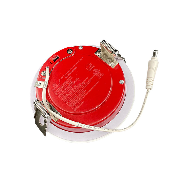 DAWNRAY 4" Fire Rated LED Slim Flat Panel Ceiling Pot Light 9W 5CCT Dimmable Round White with Junction Box