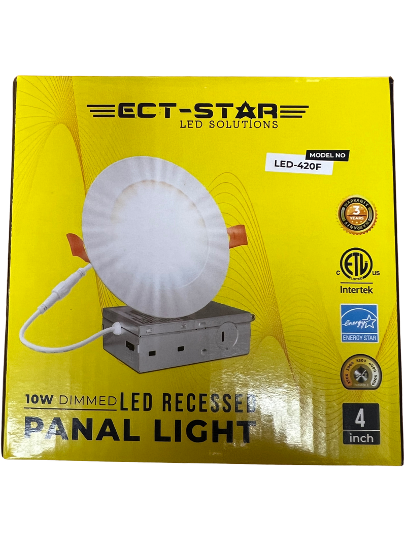 SUMMER SALE ECT 4'' 10W LED Recessed Ceiling Panel Pot Light 5CCT Flat Round White with Junction Box