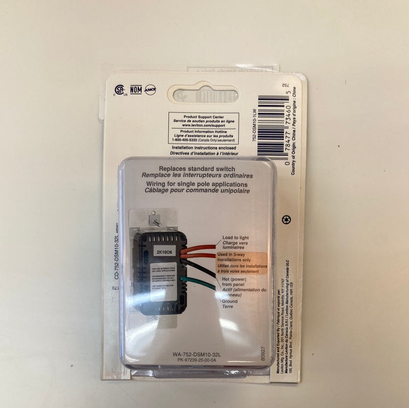 LEVITON DECORA Single Pole + 3Way LED 450W LED Universal High Watt Rocker Dimmer White