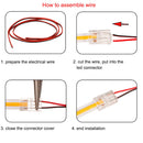 2 Pin 8mm Strip to Wire COB LED Strip Connector COB Tape Lights Extension Wire Fixed Clamp Clip