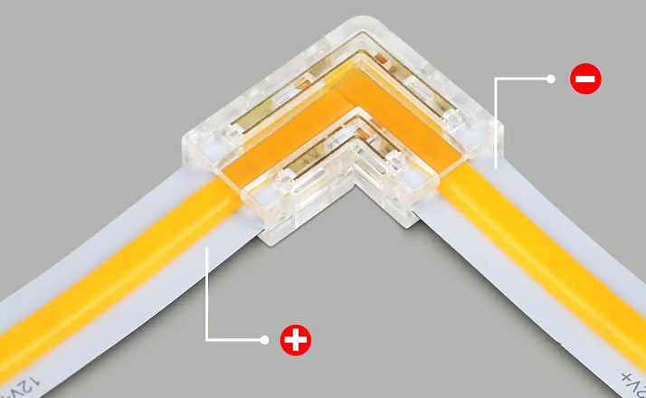 L-Shaped Strip to Strip Connector for 10mm COB Strip Light Clear Per Piece