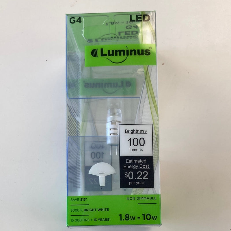 Luminus G4 LED Light Bulb 1.8W = 10W 3000K Warm White 100LM Non-Dimmable