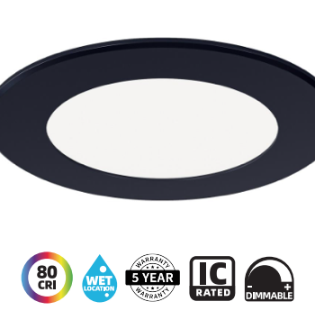 DAWNRAY 4" Flat Black LED Slim Panel Ceiling Pot Light 10W 3CCT Dimmable Round with Junction Box Contractor Package