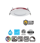 DAWNRAY 4" Fire Rated Round Flat White LED Slim Panel Ceiling Pot Light 9W 5CCT Dimmable with Junction Box