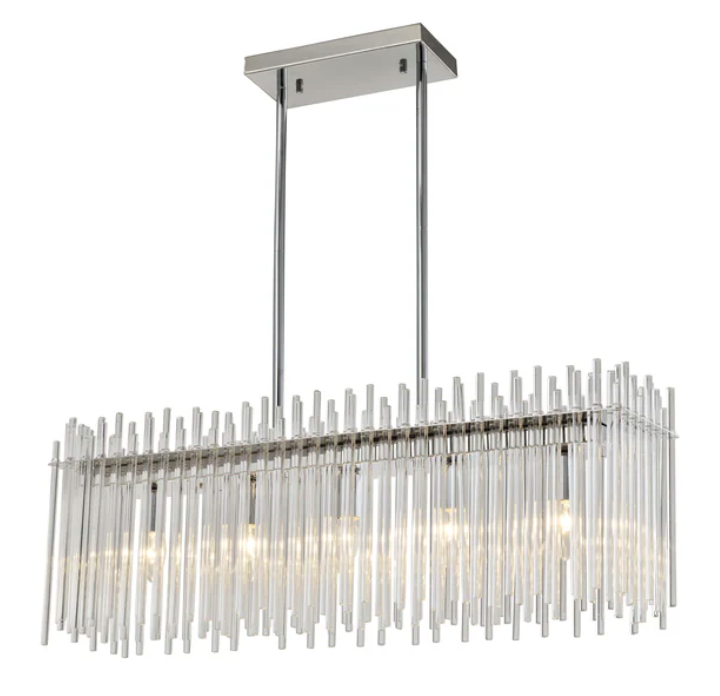 1262C5 Ceiling Pendant Fixture Chrome & Clear Glass Rods (Pick Up Only)