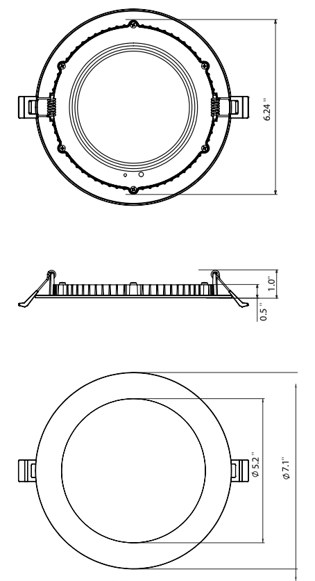 VOTATEC 6'' 347V 13W 3CCT Flat Panel Ceiling Light Fixture Round White with Junction Box