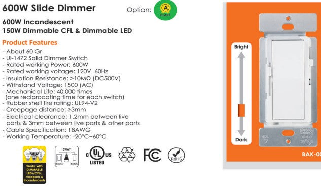 Vo-3Way Slide Dimmer 300W LED