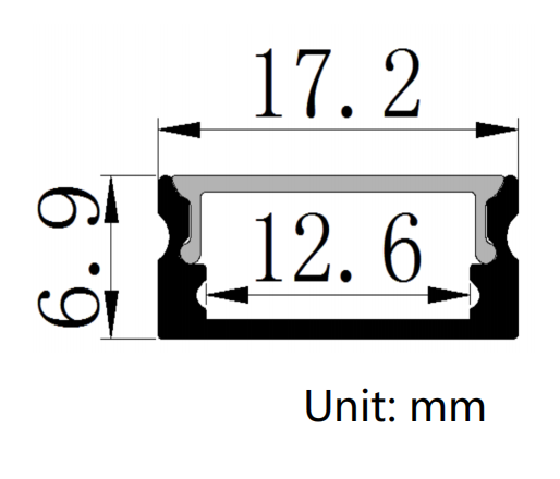 Surface Mount Black Track Aluminum Profile Channel Per Foot