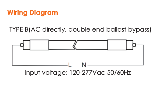 VO 8ft T8 LED Glass Tube with Plastic Coating 42W Type B 120-277V 5CCT Dimmable (No Shipping, Pickup ONLUY)