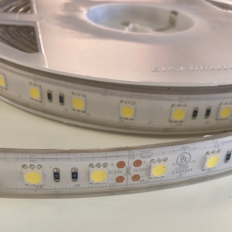 24V LED Flexible Strip Tape Light 5050 72W 5000K Cool White Daylight IP68 Waterproof 16FT Per Roll