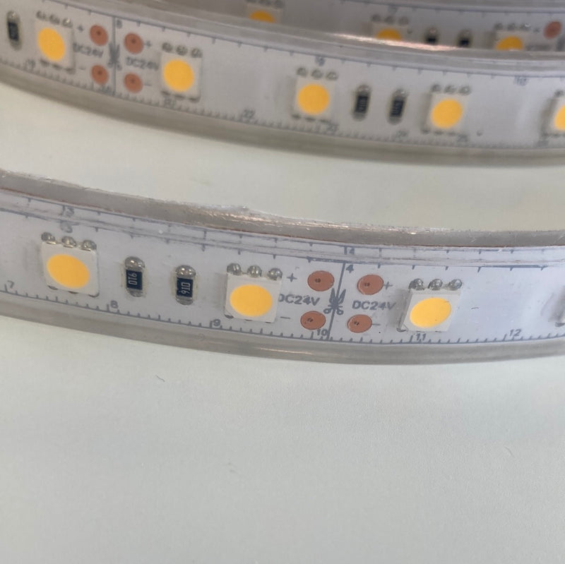 24V LED Flexible Strip Tape Light 5050 72W 3000K Warm White IP68 Waterproof 16FT Per Roll