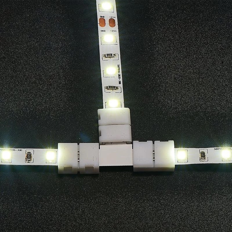 Ajax Lighting 10mm 2-Pin T-Shape LED Strip Light Single Colour Corner Connector PCB Board Splitter Connector