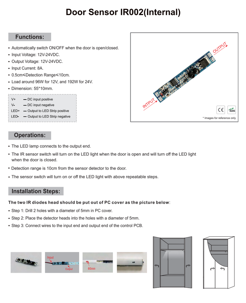 12V and 24V Door Sensor Switch - IR002 8A