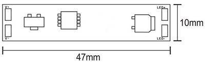 Low voltage touch dimmer switch- Input Voltage: 12V or 24V DC. - Current: 8A max. - Power: 96W for 12V, or 192W for 24V. - Quick touch: switch ON/OFF. - Long touch: dimming.