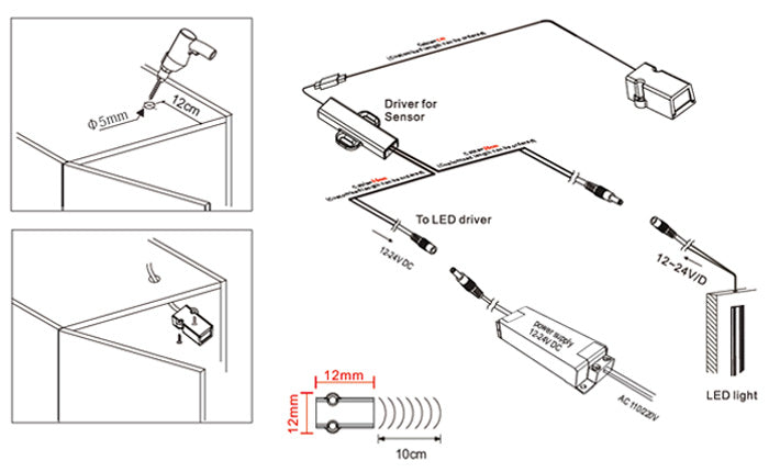 12V and 24V Door Sensor Switch Surface Mounting - IR009B-D 4A