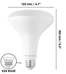 Luminus BR40 Wide Flood LED Light Bulb 17W = 100W Base-E26 5000K Daylight Cool White Dimmable