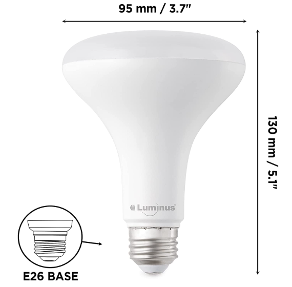 Luminus BR30 Wide Flood LED Light Bulb 11W = 65W Base-E26 2700K Warm White Dimmable