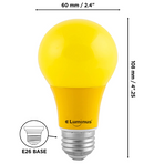 Luminus A19 LED Bug Light Bulb Yellow 9W = 60W E26 Base Non-Dimmable