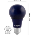 Luminus A19 LED Light Bulb Blue 6W = 40W Base-E26 Non-Dimmable