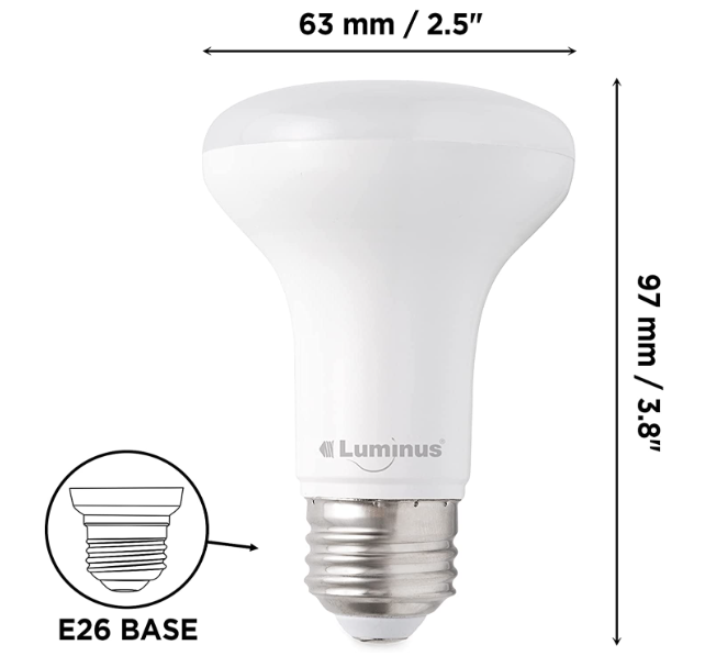 Luminus R20 Wide Flood LED Light Bulb 7W = 50W Base-E26 2700K Warm White Dimmable