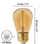 Luminus Vintage S14 LED Light Bulb 1.2W = 11W E12 Base 2200K Amber Non-Dimmable PLFV902