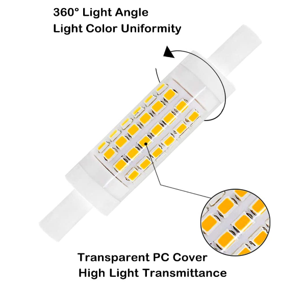 R7S LED Light Bulb 78mm 5W 3000K Warm White