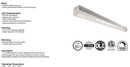 DR 2FT LED Linear Strip Light 100-347VAC 0.22A 2600LM 130lm/W 20W 3CCT