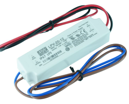 MEANWELL 12V 20W Class2 Non-Dimmable LED Driver Power Supply Transformer IP67 White