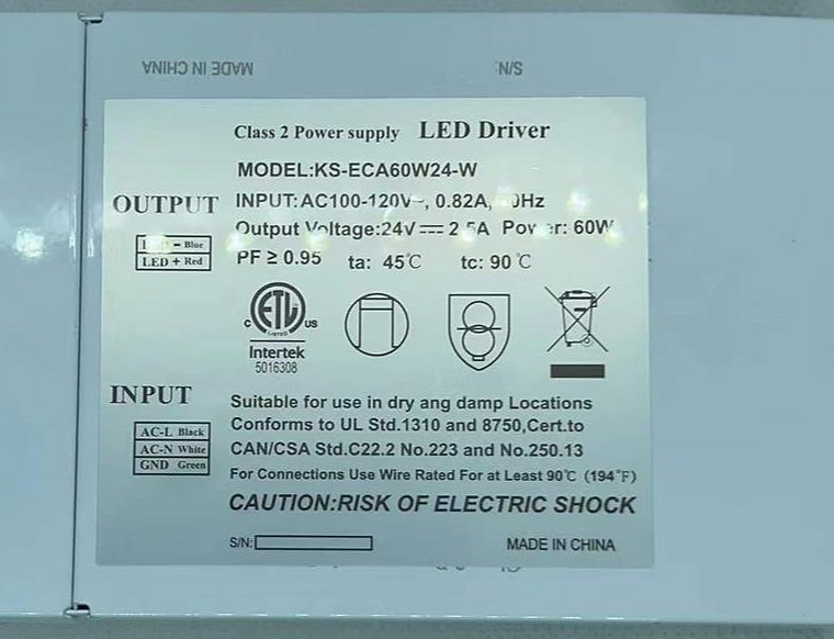 24V 60W Non-Dimmable Class2 LED Driver Power Supply Transformer with Enclosure Junction Box White 04843