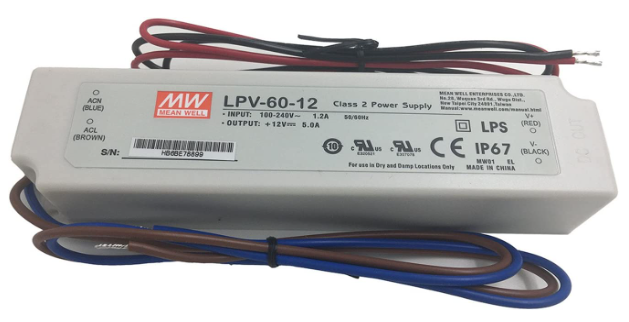 MEANWELL 12V 60W Class2 Non-Dimmable LED Driver Power Supply Transformer IP67 White