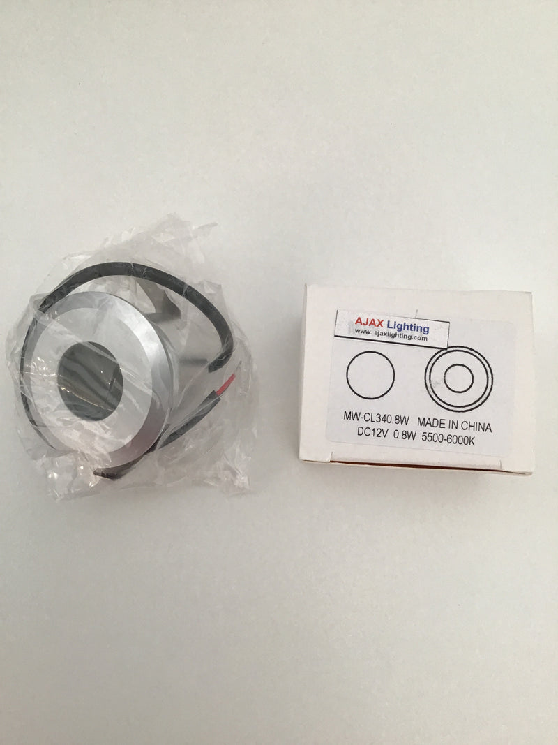 LED Cabinet Light Step Light Stair Light 12V 0.8W 5500K-6000K Cool White Daylight Round Silver